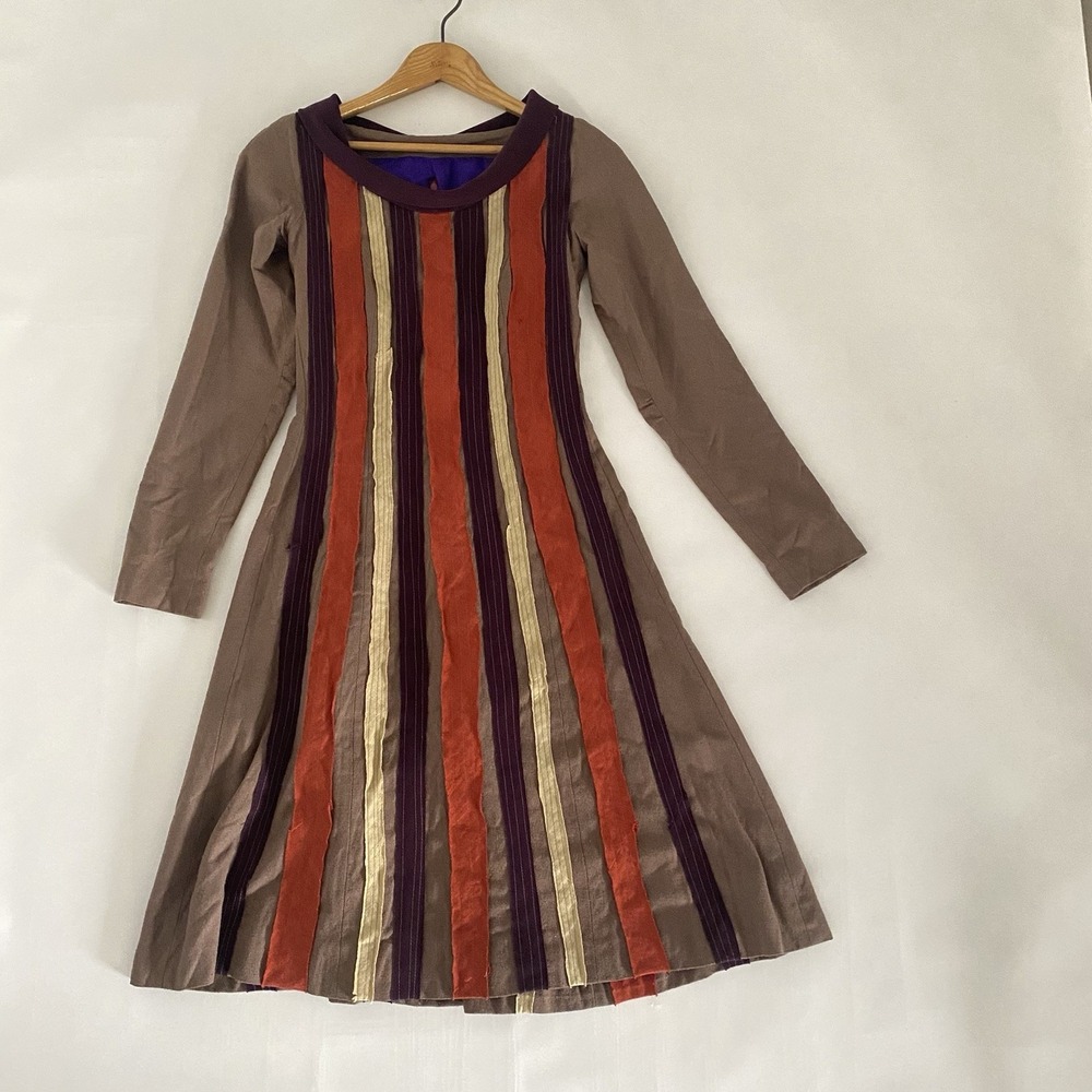 Vtg Y2K Rare Plutonium Dress XS‎ S Long Sleeve Collared Textured Art To Wear